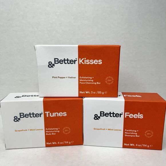 &Better Shampoo Bar, Body Bar, Face Cleansing Bar Grapefruit Mint Pink Pepper - Picture 1 of 10